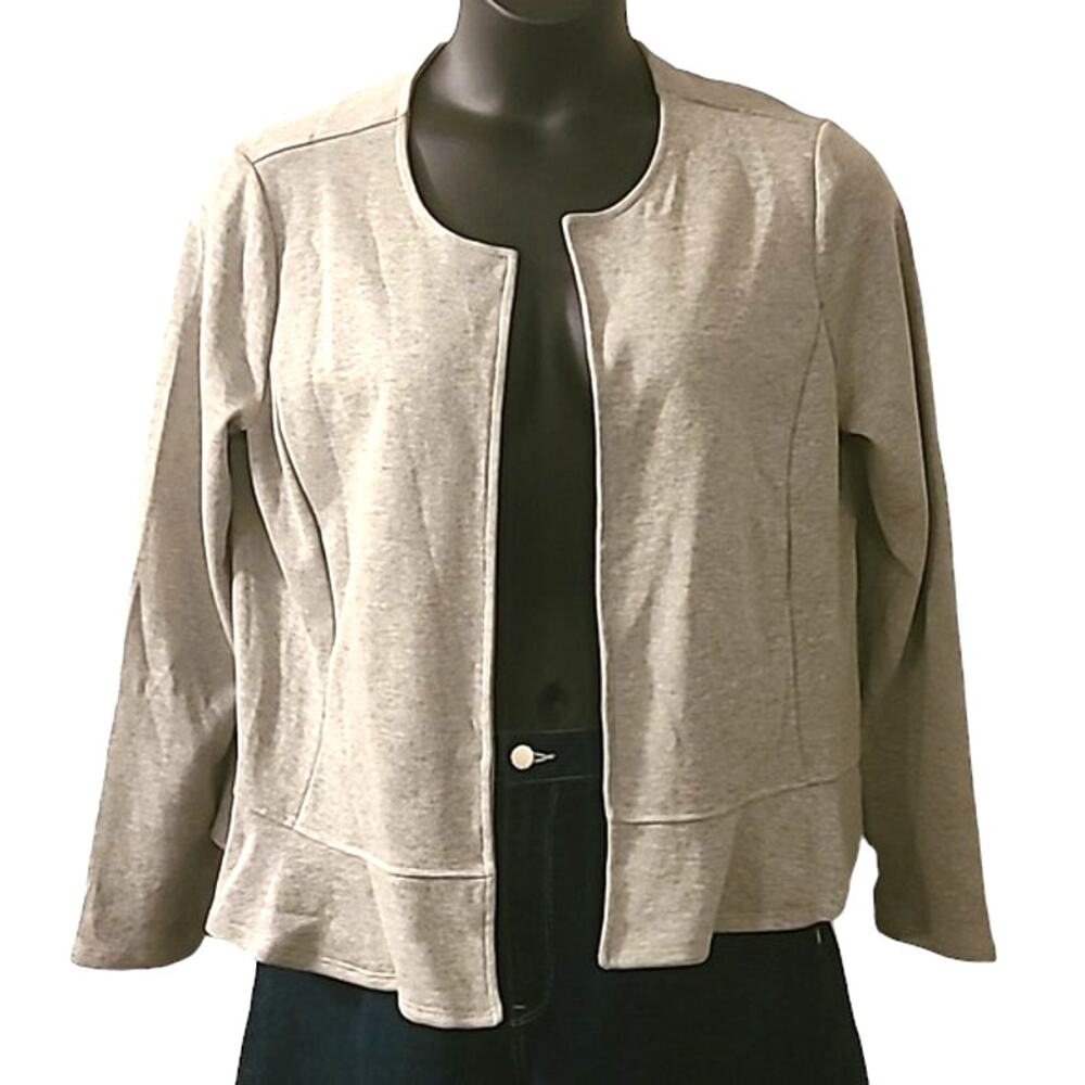 Jane and Delancey Women's Open Front Cardigan with Ruffle Hem Size Large, Gray